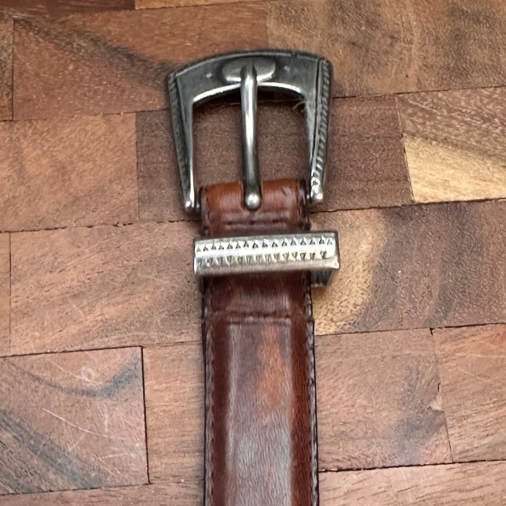 The Ritz Accessories Collection Belt SZ Small Brown with silver Western Leather